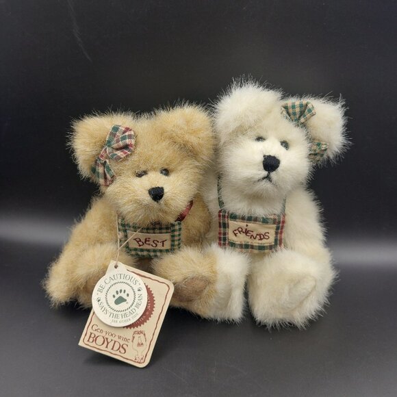 Vintage Boyds 903005 Bestest & Buddy Truefriends Plush Stuffed Jointed Bears NWT - Picture 1 of 5